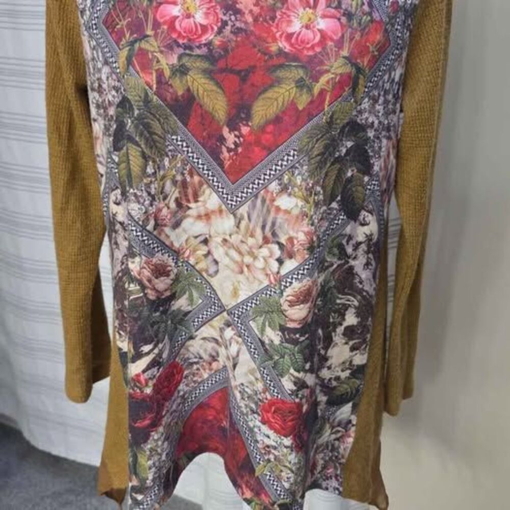 One World Floral Print Long Sleeve Tunic Top Size L